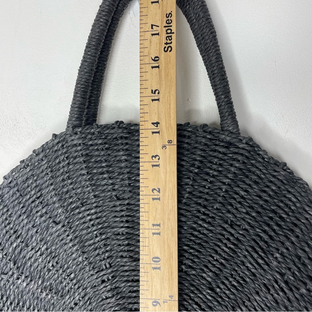 Abercrombie & Fitch Large Straw Women's Black Tote Bag Natural Round Bag - Picture 10 of 10